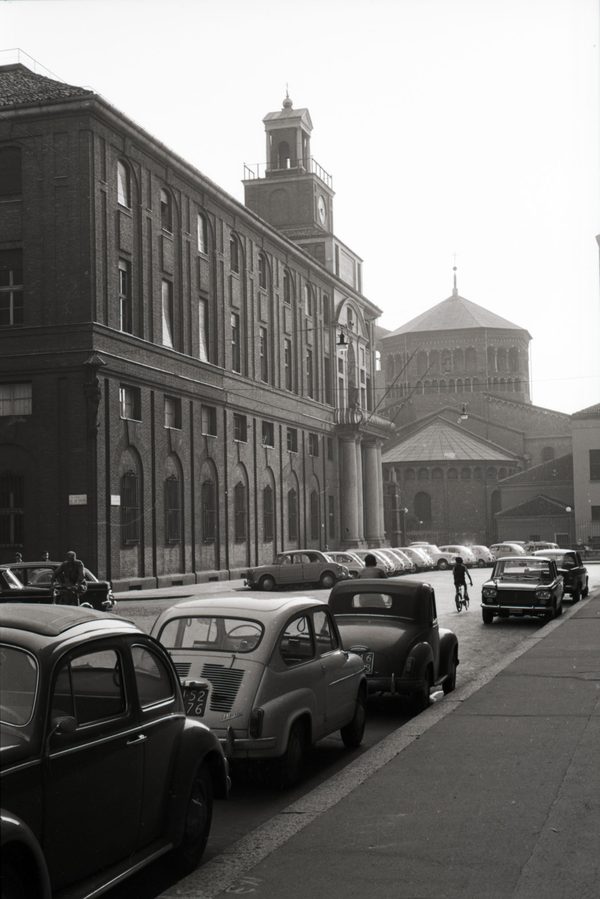 A cloister of the Universita Cattolica del Sacro Cuore in Milan, photographed about 1963