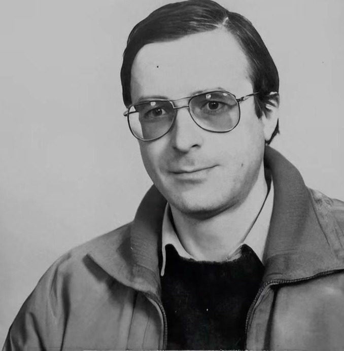 Ioan Petru Culianu in a black and white portrait, wearing aviator glasses