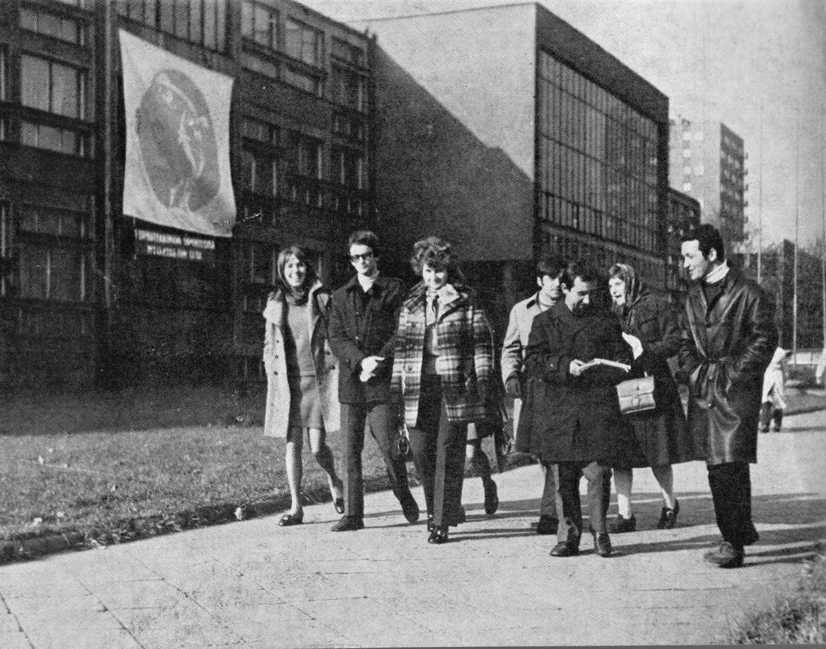 The rectorate building of the University of Silesia in Katowice in a period photograph