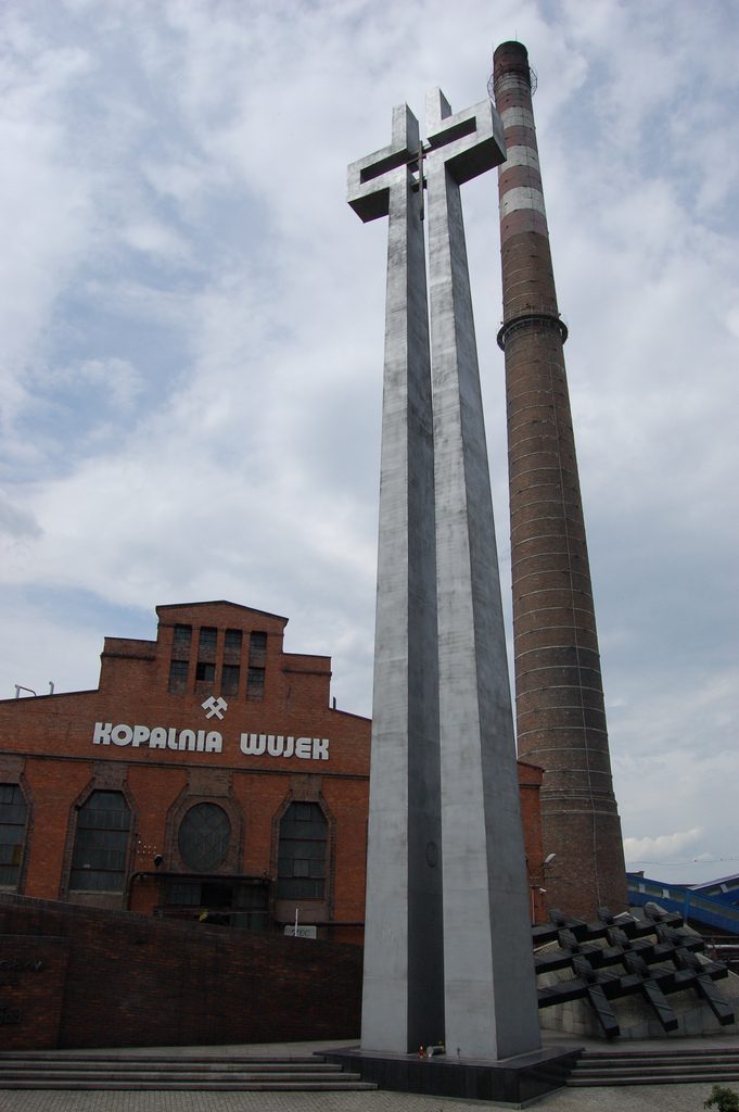 The cross raised at the Wujek mine in Katowice in memory of the miners shot in December 1981