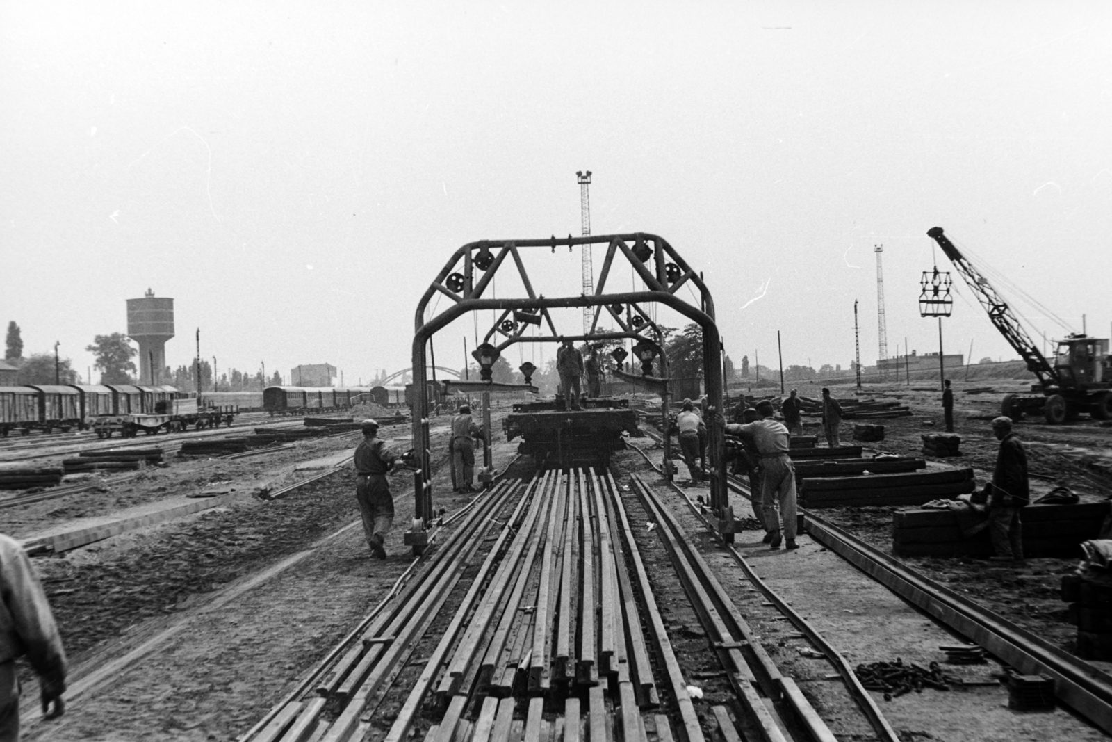 Szolnok railway station during its rebuilding, 1967