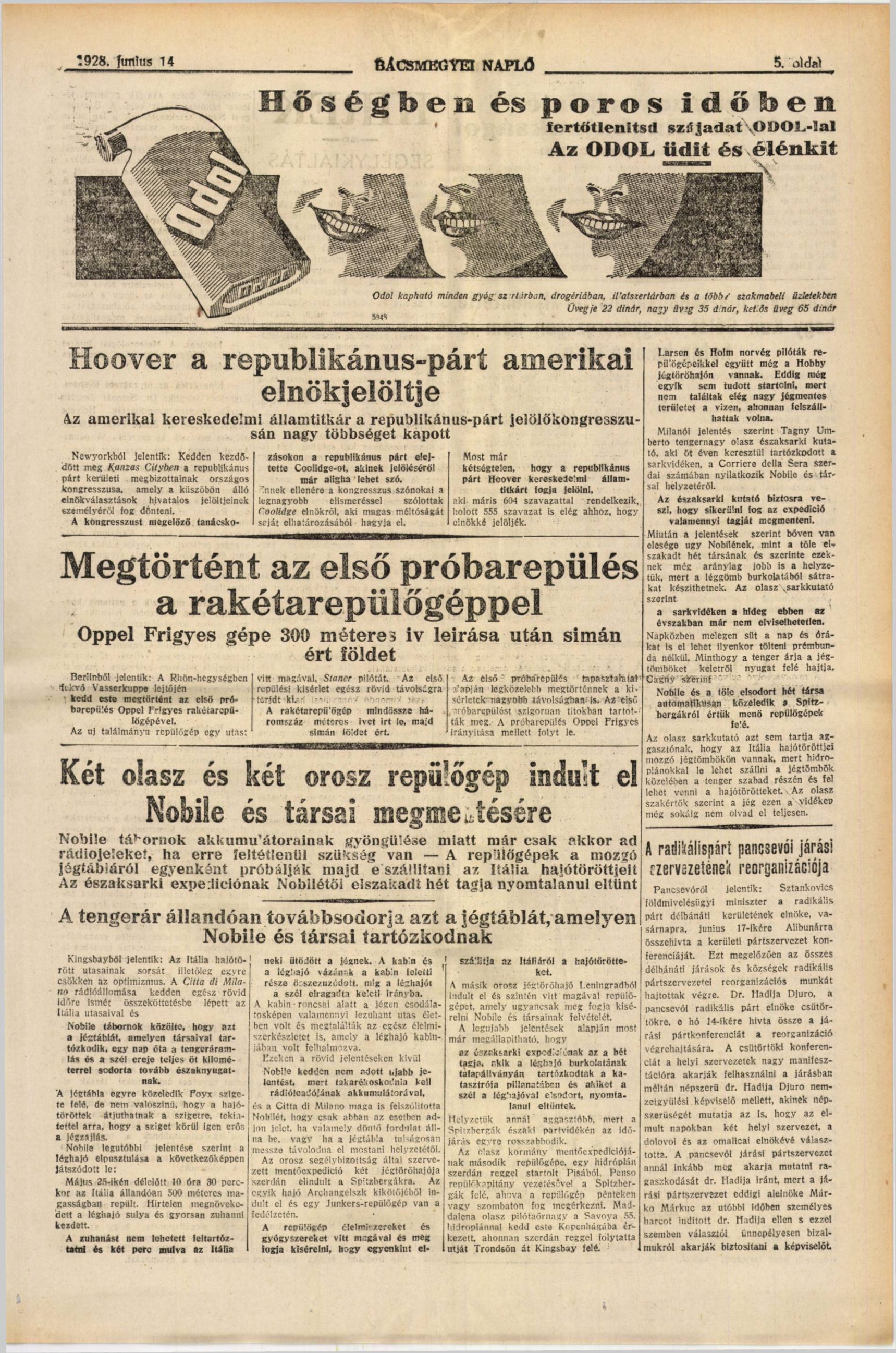 A page of Bacsmegyei Naplo of June 1928 reporting the high court's decision in the Relics Julka case