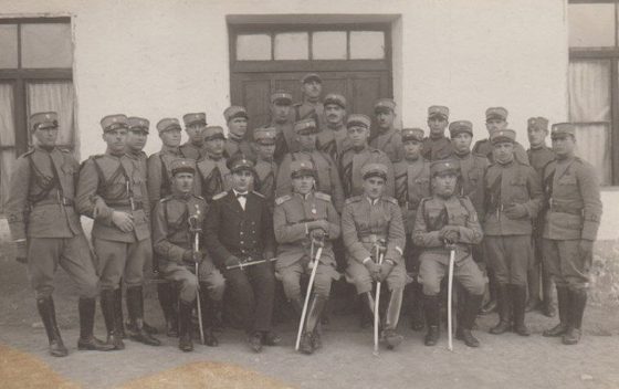 A period photograph of gendarmes of the Kingdom of Yugoslavia in uniform