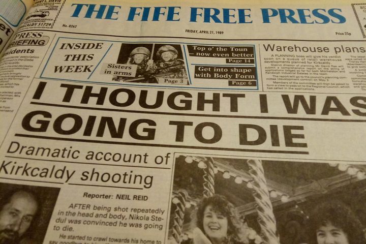 A page of the Fife Free Press reporting the trial, headed I thought I was going to die
