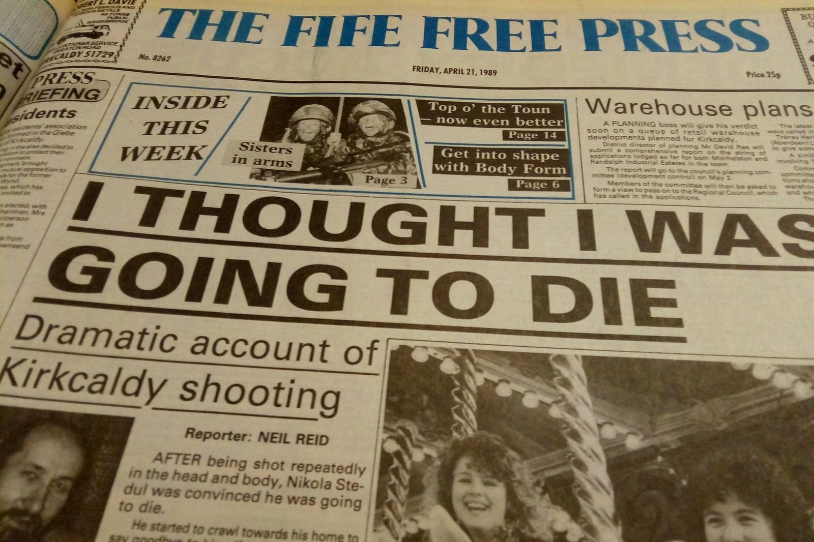 A page of the Fife Free Press reporting the trial, headed I thought I was going to die
