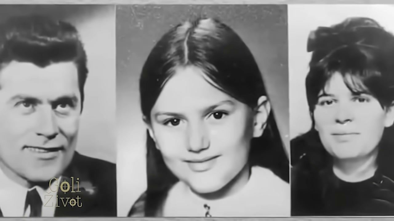 Three black and white portrait photographs side by side: a man in a suit and tie, a girl with long dark hair, and a woman